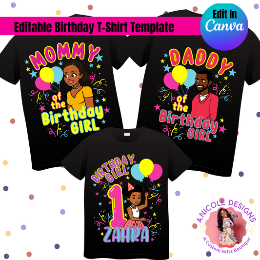 Editable Birthday T-Shirt Template (Gracie's Corner #1)