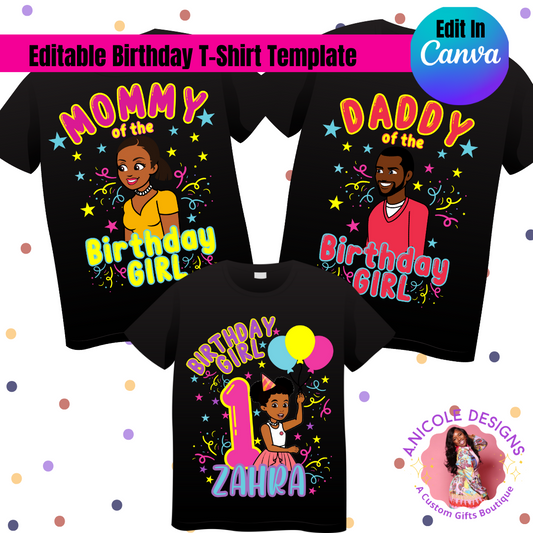 Editable Birthday T-Shirt Template (Gracie's Corner #2)