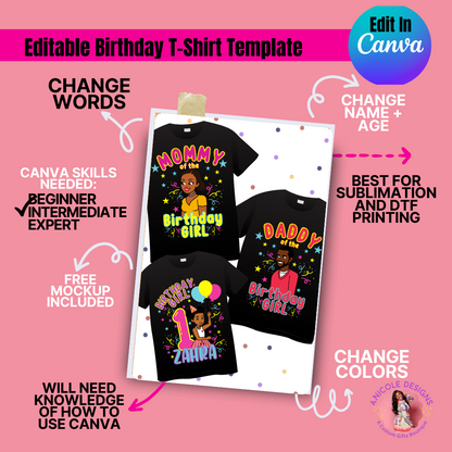 Editable Birthday T-Shirt Template (Gracie's Corner #2)