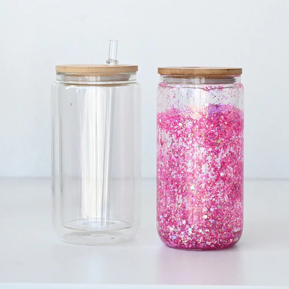 Sublimation Snow Globe Tumbler, Snow Globe Glass Tumbler