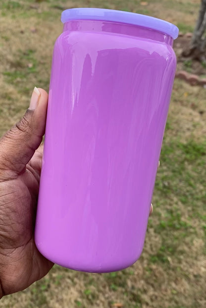 16oz Solid Color Glass Can