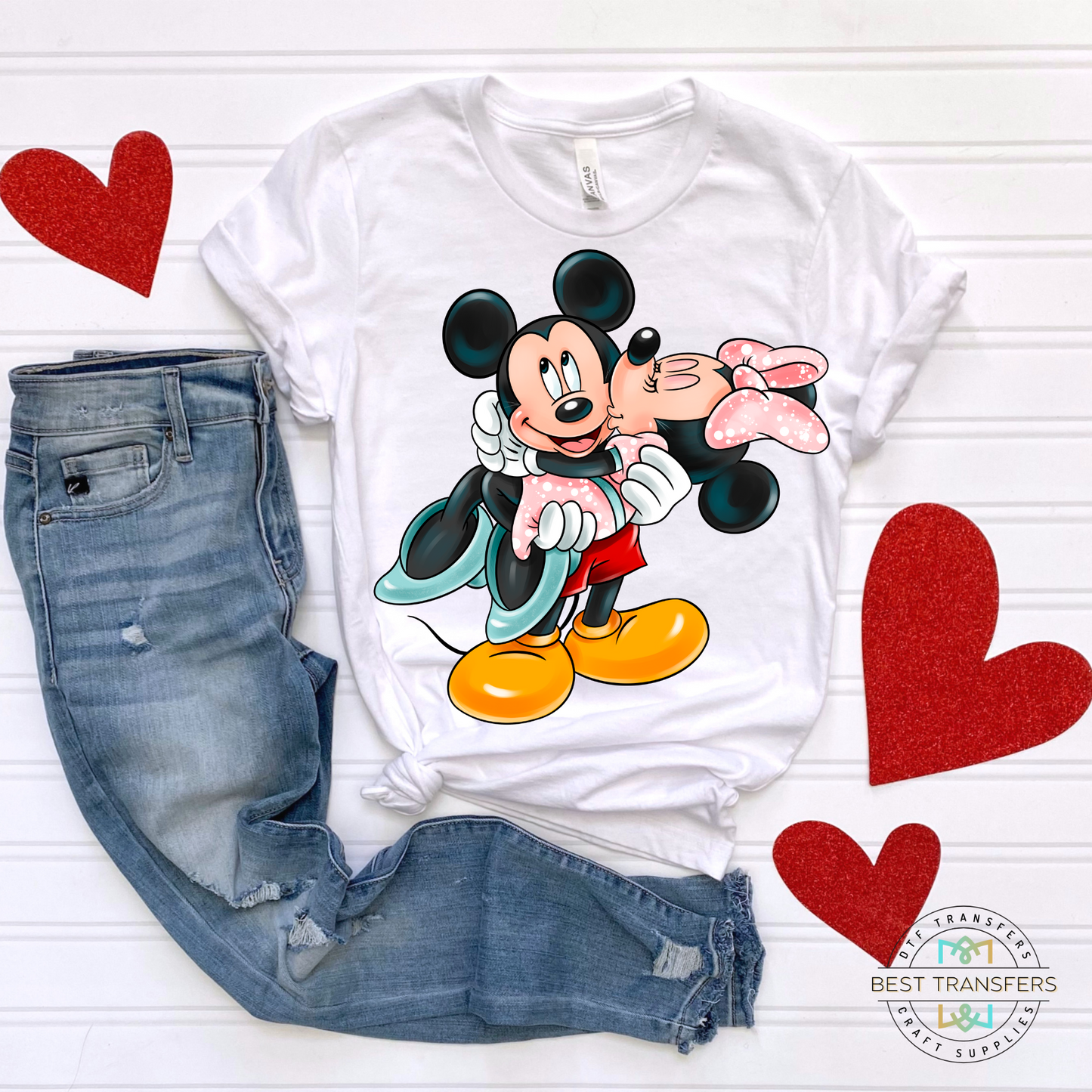 Mickey Holding Minnie Kissing Valentine's Day DTF