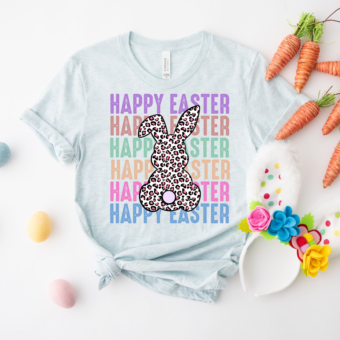 Happy Easter Leopard Bunny DTF