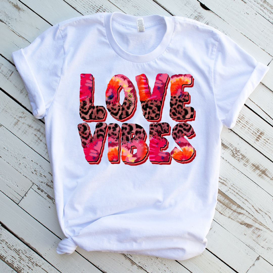 Love Vibes Leopard/Tie Dye Valentine DTF
