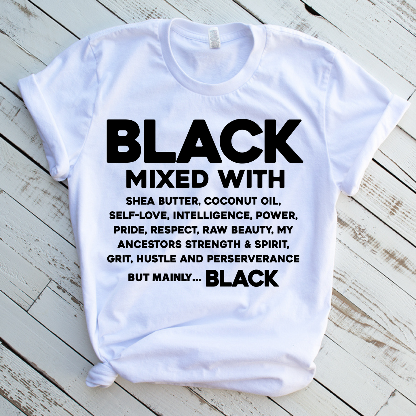 Black Mixed w/ Black Screen Print Transfer