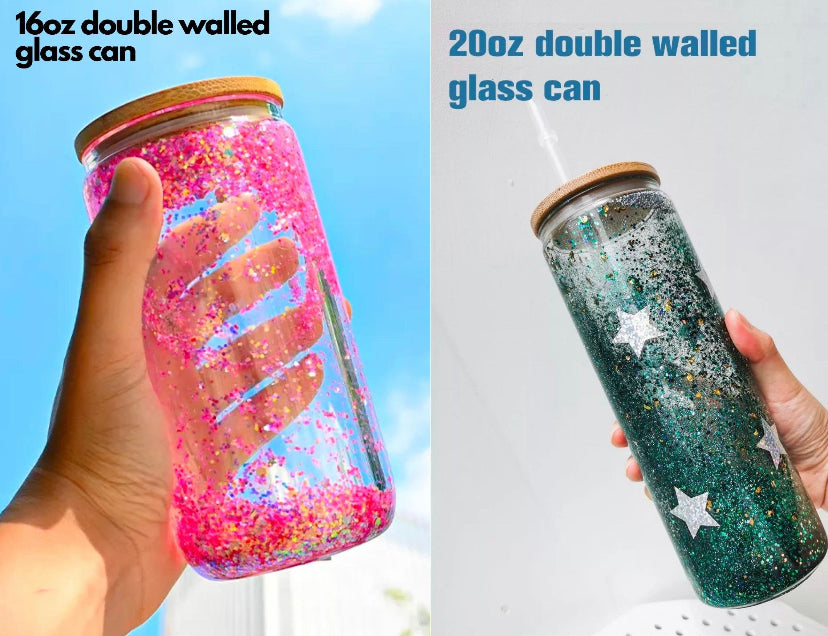Snow Globe Glass Can | Double Walled Sublimation Glass Can