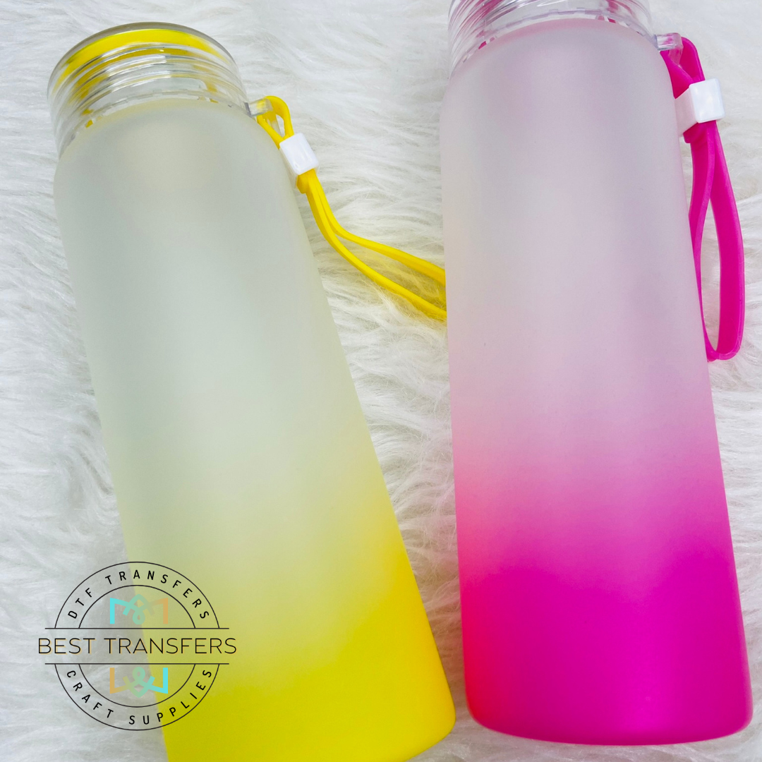 sublimation 16 oz glass frosted water bottle